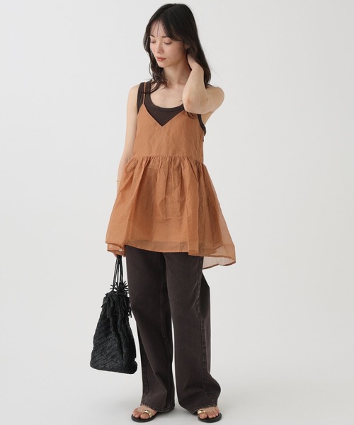 Marilyn Moon(マリリンムーン)の「【MARILYN MOON】<別注>オーガンキャミ(キャミソール・レディース・イエロー/キャメル・フリー)」の14枚目の写真