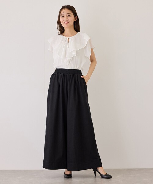 Jayro（ジャイロ）の「スラブデニムロングワイドパンツ（デニムパンツ・レディース・チャコールグレー/ブルー系その他4/ネイビー/ブラック・M）」の8枚目の写真