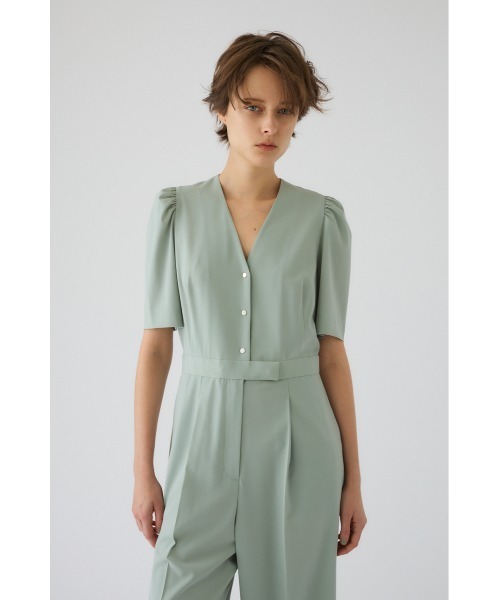RIM.ARK（リムアーク）の「Puff sleeve solid jumpsuit パフスリーブ ソリッド ジャンプスーツ（つなぎ/オールインワン・レディース・ライトグリーン/ブラック・38/36）」の6枚目の写真