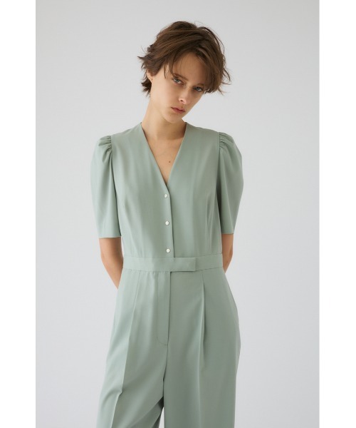 RIM.ARK（リムアーク）の「Puff sleeve solid jumpsuit パフスリーブ ソリッド ジャンプスーツ（つなぎ/オールインワン・レディース・ライトグリーン/ブラック・38/36）」の7枚目の写真