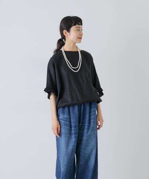 かぐれ（カグレ）の「リネンフリルスリーブプルオーバー（シャツ/ブラウス・レディース・オフホワイト/ライトグレー/ブラック・FREE）」の19枚目の写真