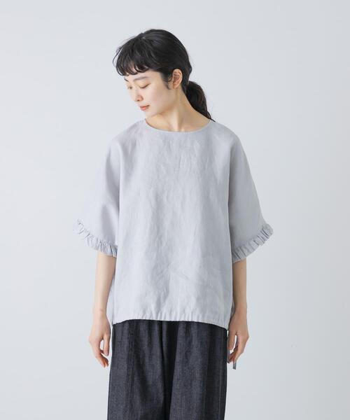 かぐれ(カグレ)の「リネンフリルスリーブプルオーバー(シャツ/ブラウス・レディース・オフホワイト/ライトグレー/ブラック・FREE)」の10枚目の写真
