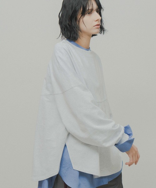 WHYTO.(ホワイト)の「「WHYTO. / ホワイト」round switch sweat(Tシャツ/カットソー・レディース・グリーン/グレー/ブラウン/ブラック・36/38)」の1枚目の写真