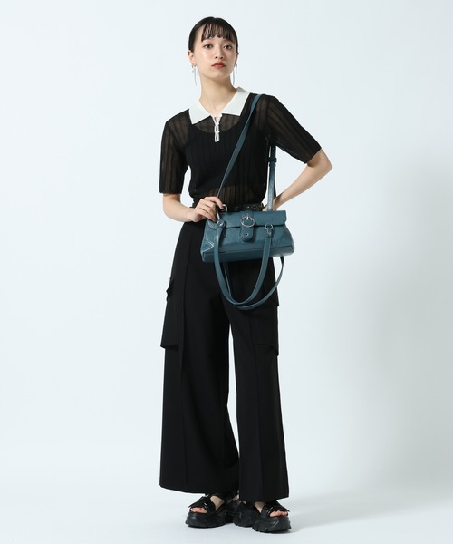 PAGEBOY(ページボーイ)の「バイカラーシアーニットポロ(ポロシャツ・レディース・ブラウン/ブラック・FREE)」の6枚目の写真