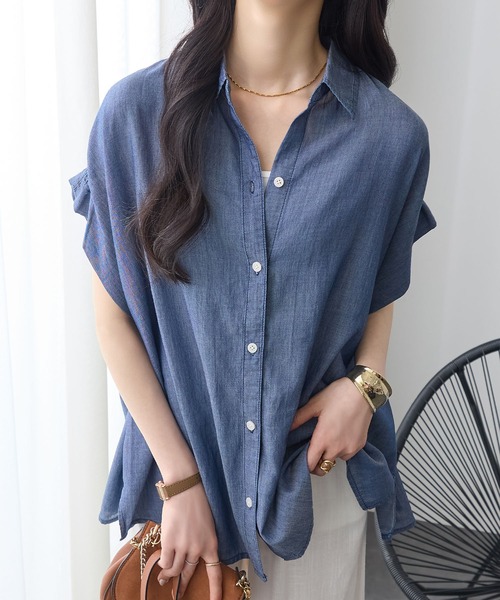 ReDial(リダイアル)の「シアーデニムゆるシャツ(シャツ/ブラウス・レディース・インディゴブルー/ブルー・3L/LL/L/M)」の1枚目の写真