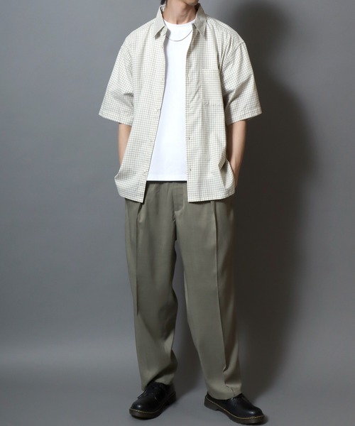 ANPAS(アンパス)の「【UNIVERD72】WIDE PANTS / 【ユニバード72】ワイドパンツ スラックス メンズ ボトムス テーパード ワイドシルエット(スラックス・メンズ・オリーブ/チャコール/ブラウン・M/XL/L)」の15枚目の写真