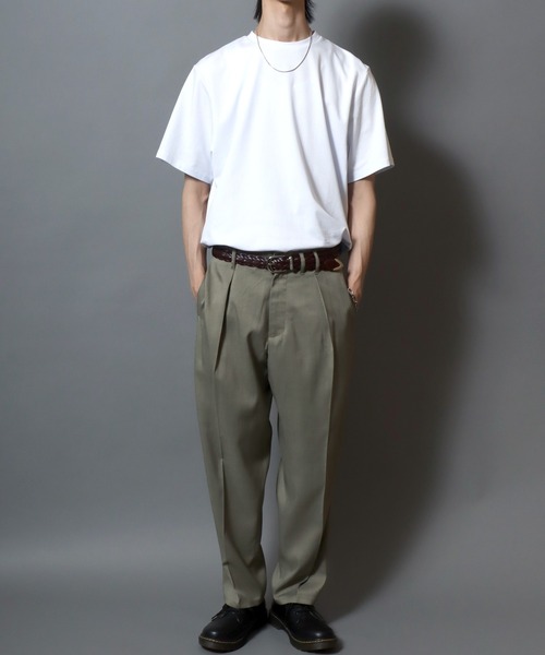 ANPAS(アンパス)の「【UNIVERD72】WIDE PANTS / 【ユニバード72】ワイドパンツ スラックス メンズ ボトムス テーパード ワイドシルエット(スラックス・メンズ・オリーブ/チャコール/ブラウン・M/XL/L)」の18枚目の写真