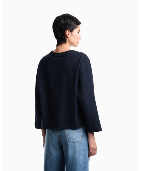EMPORIO ARMANI(エンポリオアルマーニ)の「【エンポリオ アルマーニ】レギュラー クルーネックセーター シェブロンジャカード(ニット/セーター・レディース・ホワイト/ネイビー・MEDIUM/SMALL)」の4枚目の写真