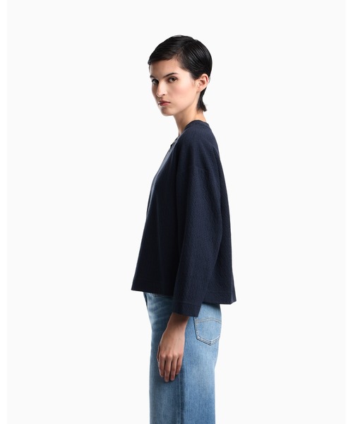 EMPORIO ARMANI(エンポリオアルマーニ)の「【エンポリオ アルマーニ】レギュラー クルーネックセーター シェブロンジャカード(ニット/セーター・レディース・ホワイト/ネイビー・MEDIUM/SMALL)」の5枚目の写真