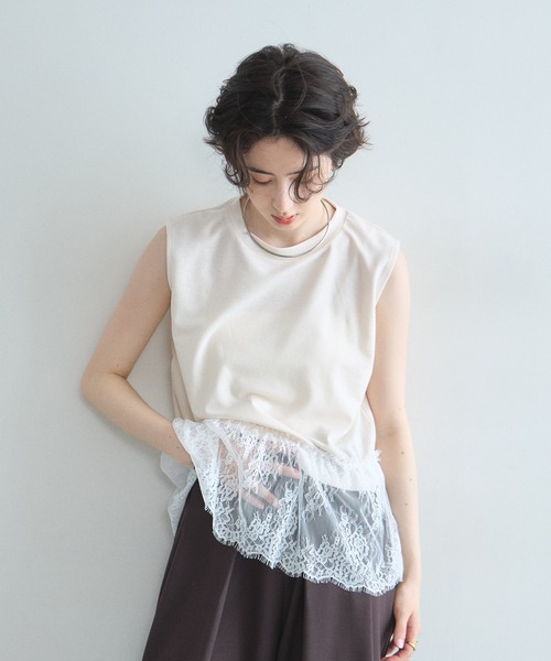 &. NOSTALGIA(アンドドットノスタルジア)の「裾レースカットプルオーバー(Tシャツ/カットソー・レディース・ブラック/オフホワイト・M)」の7枚目の写真