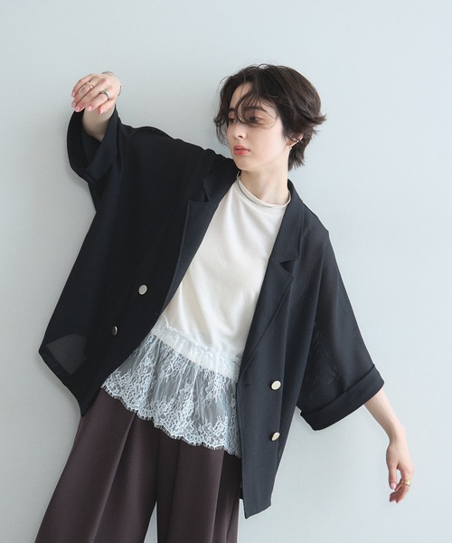 &. NOSTALGIA(アンドドットノスタルジア)の「裾レースカットプルオーバー(Tシャツ/カットソー・レディース・ブラック/オフホワイト・M)」の12枚目の写真