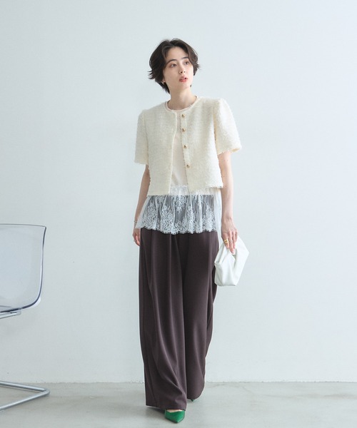&. NOSTALGIA(アンドドットノスタルジア)の「裾レースカットプルオーバー(Tシャツ/カットソー・レディース・ブラック/オフホワイト・M)」の13枚目の写真