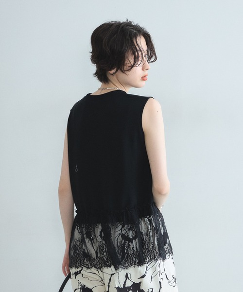&. NOSTALGIA(アンドドットノスタルジア)の「裾レースカットプルオーバー(Tシャツ/カットソー・レディース・ブラック/オフホワイト・M)」の18枚目の写真