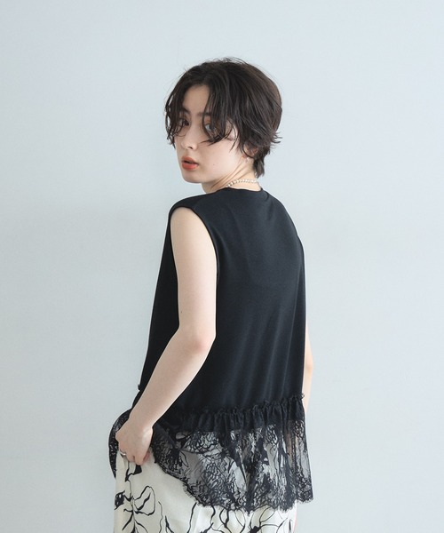 &. NOSTALGIA(アンドドットノスタルジア)の「裾レースカットプルオーバー(Tシャツ/カットソー・レディース・ブラック/オフホワイト・M)」の20枚目の写真