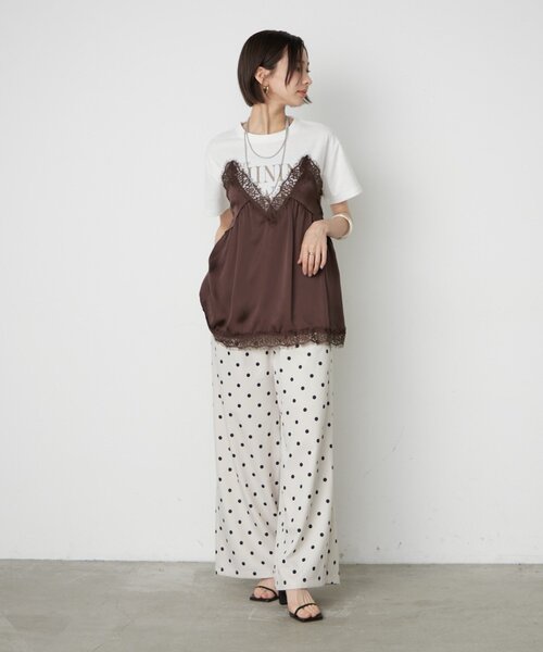 Remind me and forever（リマインドミーアンドフォーエバー）の「フロッキードットワイドパンツ（その他パンツ・レディース・ブラウン/アイボリー/ブラック・FREE）」の20枚目の写真