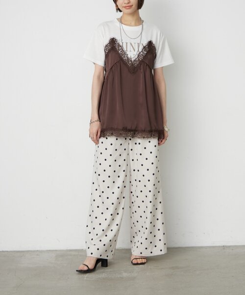 Remind me and forever（リマインドミーアンドフォーエバー）の「フロッキードットワイドパンツ（その他パンツ・レディース・ブラウン/アイボリー/ブラック・FREE）」の21枚目の写真