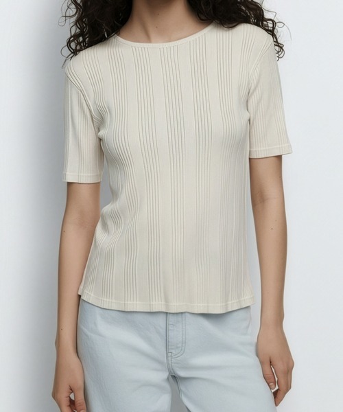 nestwell(ネストウェル)の「PARROT / リブ半袖TシャツWOMENS(Tシャツ/カットソー・レディース・ブラック/モカ/アイボリー・3/2/1)」の4枚目の写真