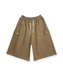 BORN SLIPPY（ボーンスリッピー）の「Essential Crystal Stud Bermuda Shorts (Beige)（その他パンツ）」