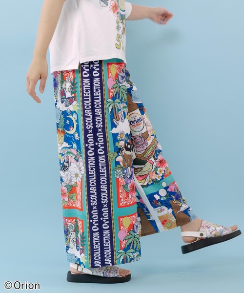 ScoLar（スカラー）の「462013：orion×ScoLar スカーフ柄パンツ（その他パンツ・レディース・ネイビー/ブラック・M）」の4枚目の写真