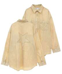 CONVERSE TOKYO（コンバーストウキョウ）の「【CONVERSE TOKYO】＜UNISEX＞ ACID WASH STAR PATCH OVER SHIRT / アシッドウォッシュシャツ /ウォッシュ加工 / ヴィンテージ加工 /（シャツ/ブラウス）」
