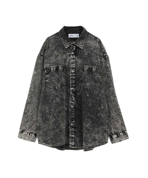 CONVERSE TOKYO(コンバーストウキョウ)の「【CONVERSE TOKYO】<UNISEX> ACID WASH STAR PATCH OVER SHIRT / アシッドウォッシュシャツ /ウォッシュ加工 / ヴィンテージ加工 /(シャツ/ブラウス・レディース・グレー/サックスブルー/ブラック/ボルドー/イエロー・FREE)」の11枚目の写真