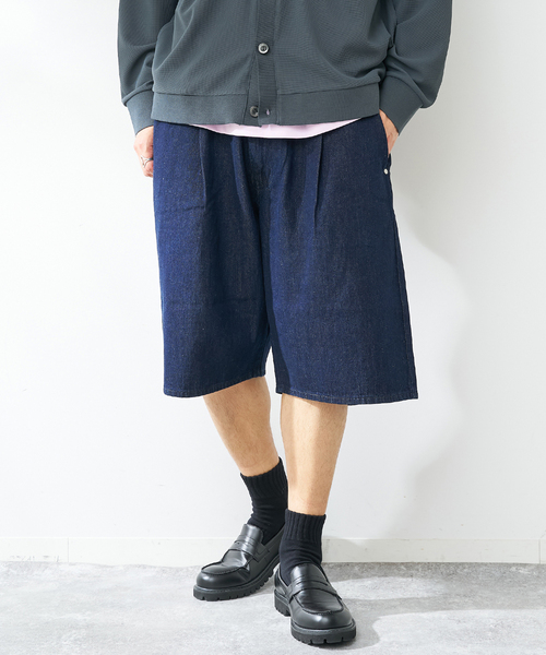 B.C STOCK(ベーセーストック)の「C/Lデニムワイドショーツ(その他パンツ・メンズ・ブラック/ブルー系その他・MEDIUM/LARGE)」の2枚目の写真