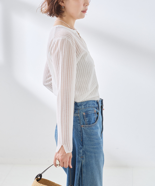journal standard L'essage(ジャーナルスタンダードレサージュ)の「スカシハリヌキカーディガン(カーディガン/ボレロ・レディース・ブラック/ホワイト・FREE)」の19枚目の写真