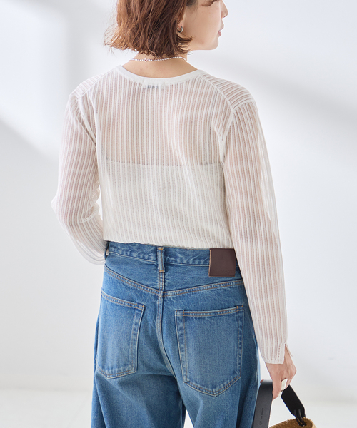 journal standard L'essage(ジャーナルスタンダードレサージュ)の「スカシハリヌキカーディガン(カーディガン/ボレロ・レディース・ブラック/ホワイト・FREE)」の8枚目の写真