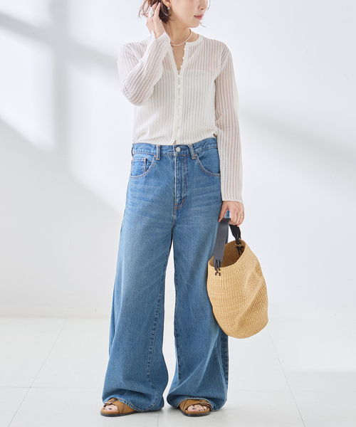journal standard L'essage(ジャーナルスタンダードレサージュ)の「スカシハリヌキカーディガン(カーディガン/ボレロ・レディース・ブラック/ホワイト・FREE)」の9枚目の写真