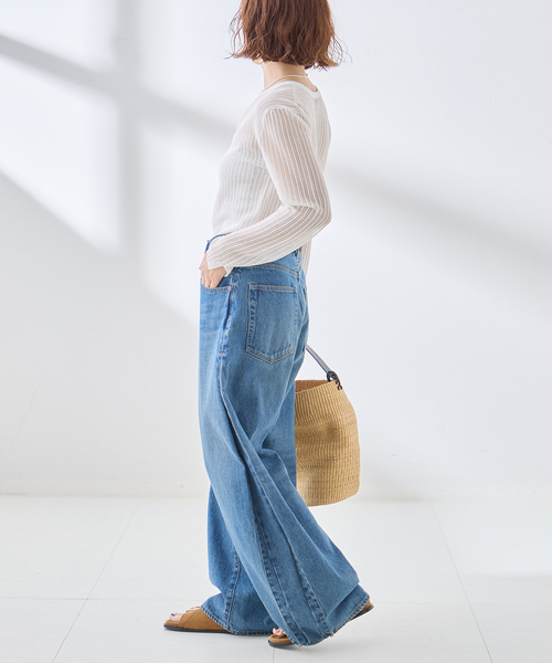journal standard L'essage(ジャーナルスタンダードレサージュ)の「スカシハリヌキカーディガン(カーディガン/ボレロ・レディース・ブラック/ホワイト・FREE)」の10枚目の写真