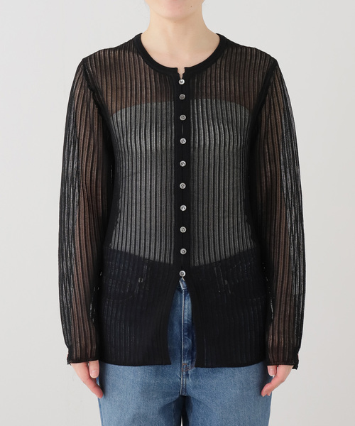 journal standard L'essage(ジャーナルスタンダードレサージュ)の「スカシハリヌキカーディガン(カーディガン/ボレロ・レディース・ブラック/ホワイト・FREE)」の11枚目の写真