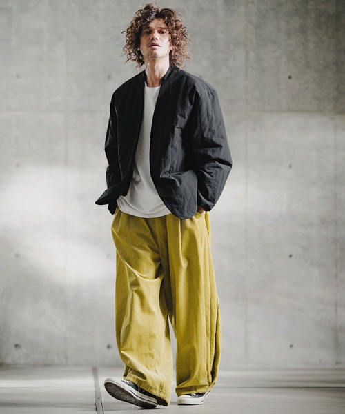 GLIMCLAP(グリムクラップ)の「mj11698-Vertical Quilted Lapelless Jacket ラペルレスジャケット(211-022-gla-cg)(ノーカラージャケット・メンズ・ブラック・M/S/L)」の3枚目の写真