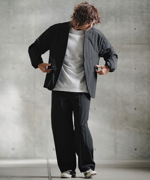 GLIMCLAP(グリムクラップ)の「mj11698-Vertical Quilted Lapelless Jacket ラペルレスジャケット(211-022-gla-cg)(ノーカラージャケット・メンズ・ブラック・M/S/L)」の5枚目の写真