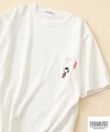 PEANUTS JOE COOL柄刺繍接触冷感ビッグシルエットポケ付き半袖Tシャツ