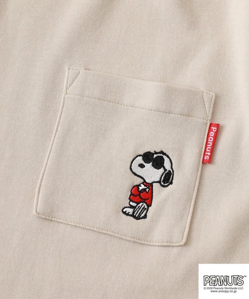 PEANUTS（ピーナッツ）の「PEANUTS JOE COOL柄刺繍接触冷感ビッグシルエットポケ付き半袖Tシャツ（Tシャツ/カットソー・メンズ・グレイッシュベージュ/オフホワイト/チャコール・M/LL/L）」の8枚目の写真