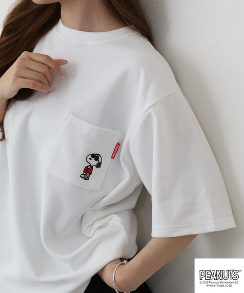 PEANUTS（ピーナッツ）の「PEANUTS JOE COOL柄刺繍接触冷感ビッグシルエットポケ付き半袖Tシャツ（Tシャツ/カットソー・メンズ・グレイッシュベージュ/オフホワイト/チャコール・M/LL/L）」の12枚目の写真