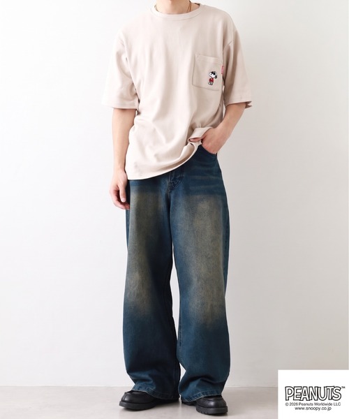 PEANUTS（ピーナッツ）の「PEANUTS JOE COOL柄刺繍接触冷感ビッグシルエットポケ付き半袖Tシャツ（Tシャツ/カットソー・メンズ・グレイッシュベージュ/オフホワイト/チャコール・M/LL/L）」の19枚目の写真