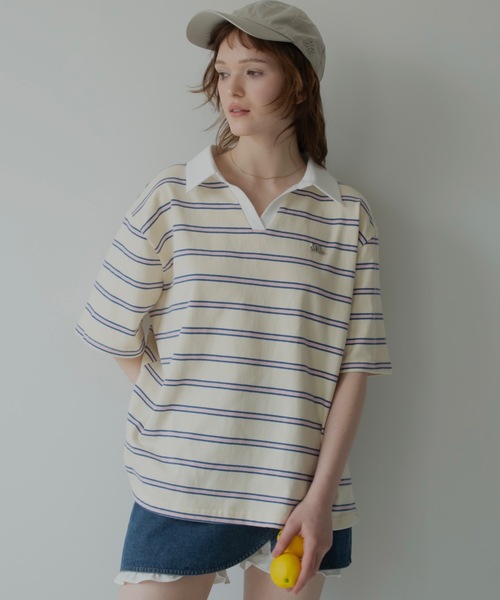 JUMELLE(ジュメロ)の「ルーズマルチポロT(Tシャツ/カットソー・レディース・ネイビー/アイボリー・FREE)」の2枚目の写真