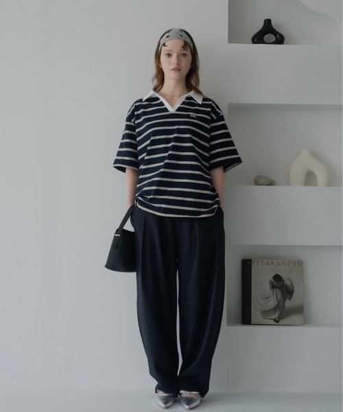 JUMELLE(ジュメロ)の「ルーズマルチポロT(Tシャツ/カットソー・レディース・ネイビー/アイボリー・FREE)」の4枚目の写真