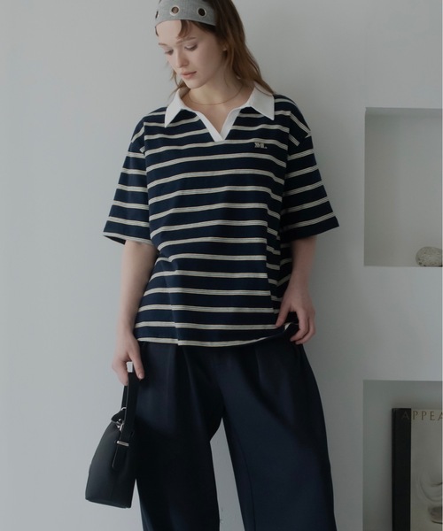 JUMELLE(ジュメロ)の「ルーズマルチポロT(Tシャツ/カットソー・レディース・ネイビー/アイボリー・FREE)」の15枚目の写真
