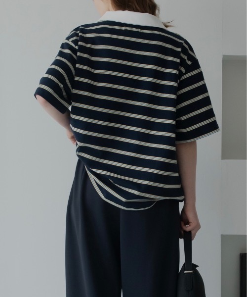 JUMELLE(ジュメロ)の「ルーズマルチポロT(Tシャツ/カットソー・レディース・ネイビー/アイボリー・FREE)」の18枚目の写真