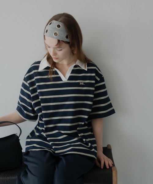 JUMELLE(ジュメロ)の「ルーズマルチポロT(Tシャツ/カットソー・レディース・ネイビー/アイボリー・FREE)」の14枚目の写真