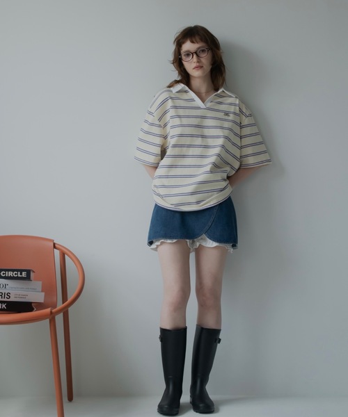 JUMELLE(ジュメロ)の「ルーズマルチポロT(Tシャツ/カットソー・レディース・ネイビー/アイボリー・FREE)」の7枚目の写真