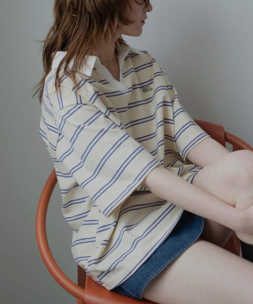 JUMELLE(ジュメロ)の「ルーズマルチポロT(Tシャツ/カットソー・レディース・ネイビー/アイボリー・FREE)」の8枚目の写真