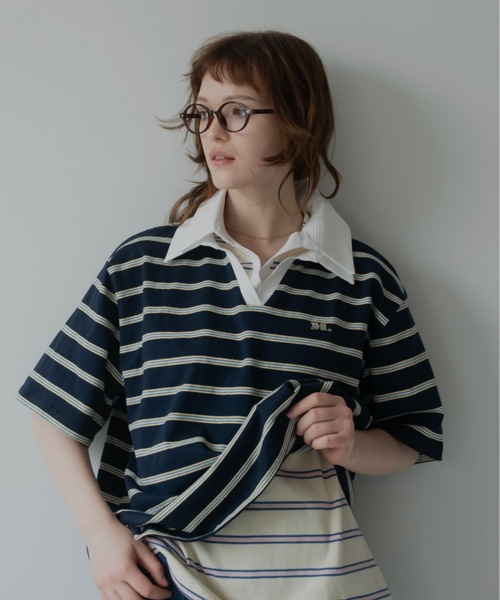 JUMELLE(ジュメロ)の「ルーズマルチポロT(Tシャツ/カットソー・レディース・ネイビー/アイボリー・FREE)」の12枚目の写真