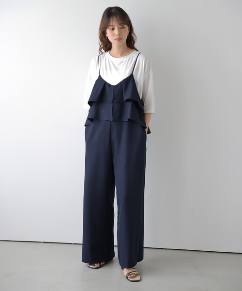 AMELY(エミリー)の「大人フェミニンフリルサロペット(サロペット/オーバーオール・レディース・ライトブラウン/ブラウン/ネイビー/ブラック・フリー)」の20枚目の写真