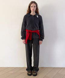 SN Wool Blend Straight Pants (Charcoal)