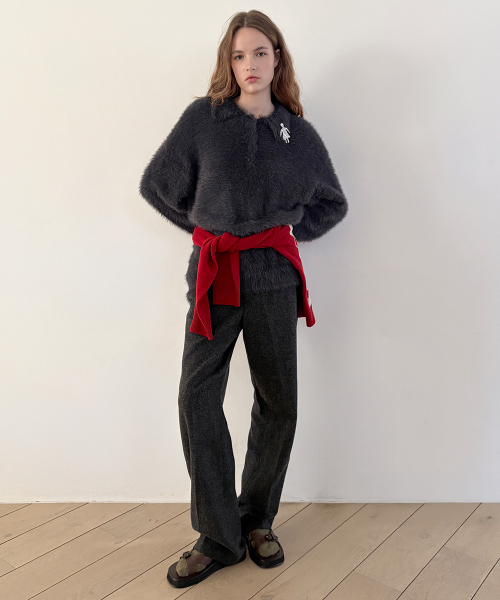 SINOON(シヌーン)の「SN Wool Blend Straight Pants (Charcoal)(その他パンツ・レディース・チャコールグレー・SMALL/MEDIUM)」の2枚目の写真