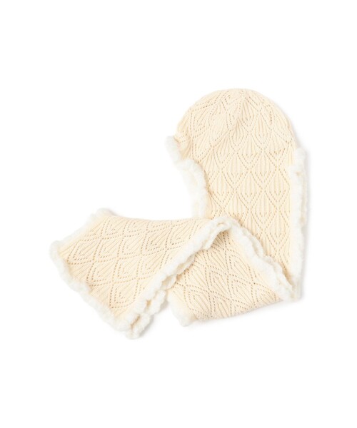 Ray BEAMS(レイビームス)の「カギ編み フード マフラー(マフラー・レディース・ワイン/オフホワイト・ONE SIZE)」の15枚目の写真