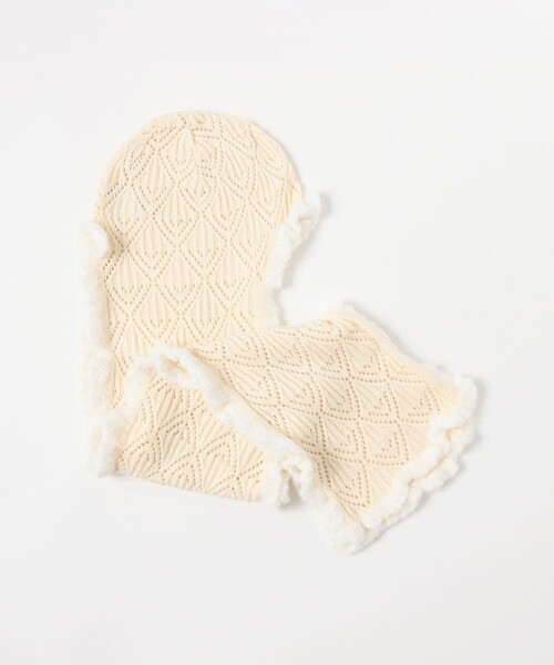 Ray BEAMS(レイビームス)の「カギ編み フード マフラー(マフラー・レディース・ワイン/オフホワイト・ONE SIZE)」の16枚目の写真